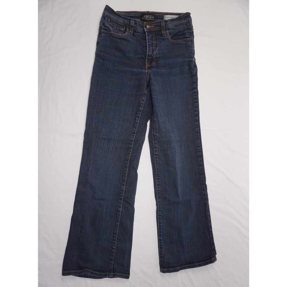NYDJ 4P Blue Denim Straight Leg Jeans Embellished Pockets